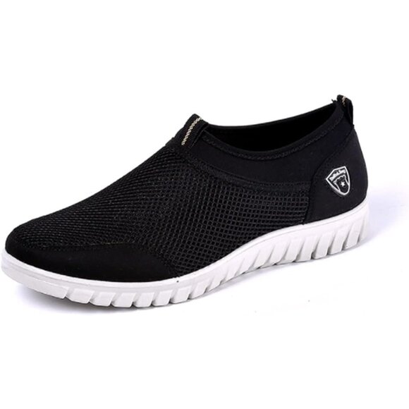 Men's Black Breathable Casual Loafers Mesh Summer Lightweight Slip-on Shoes - Picture 1 of 6